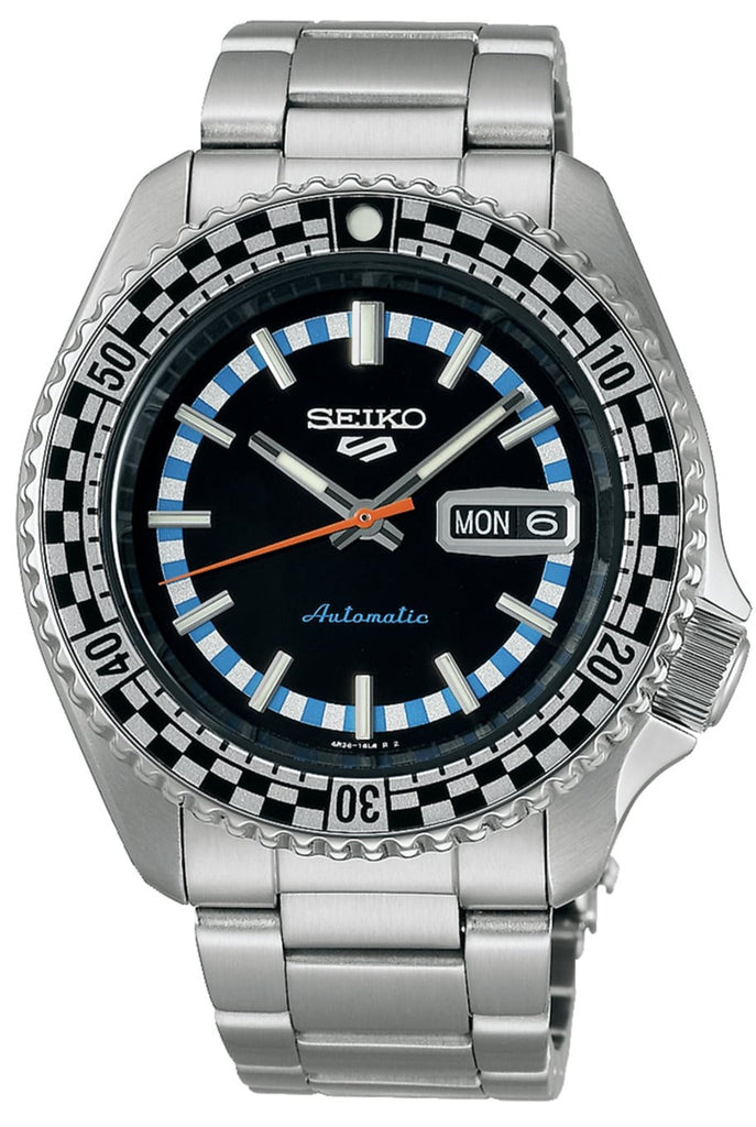 Seiko 5 Sports Checker Flag Special Edition Black Dial Silver Steel Strap Watch For Men - SRPK67K1 - Image 10